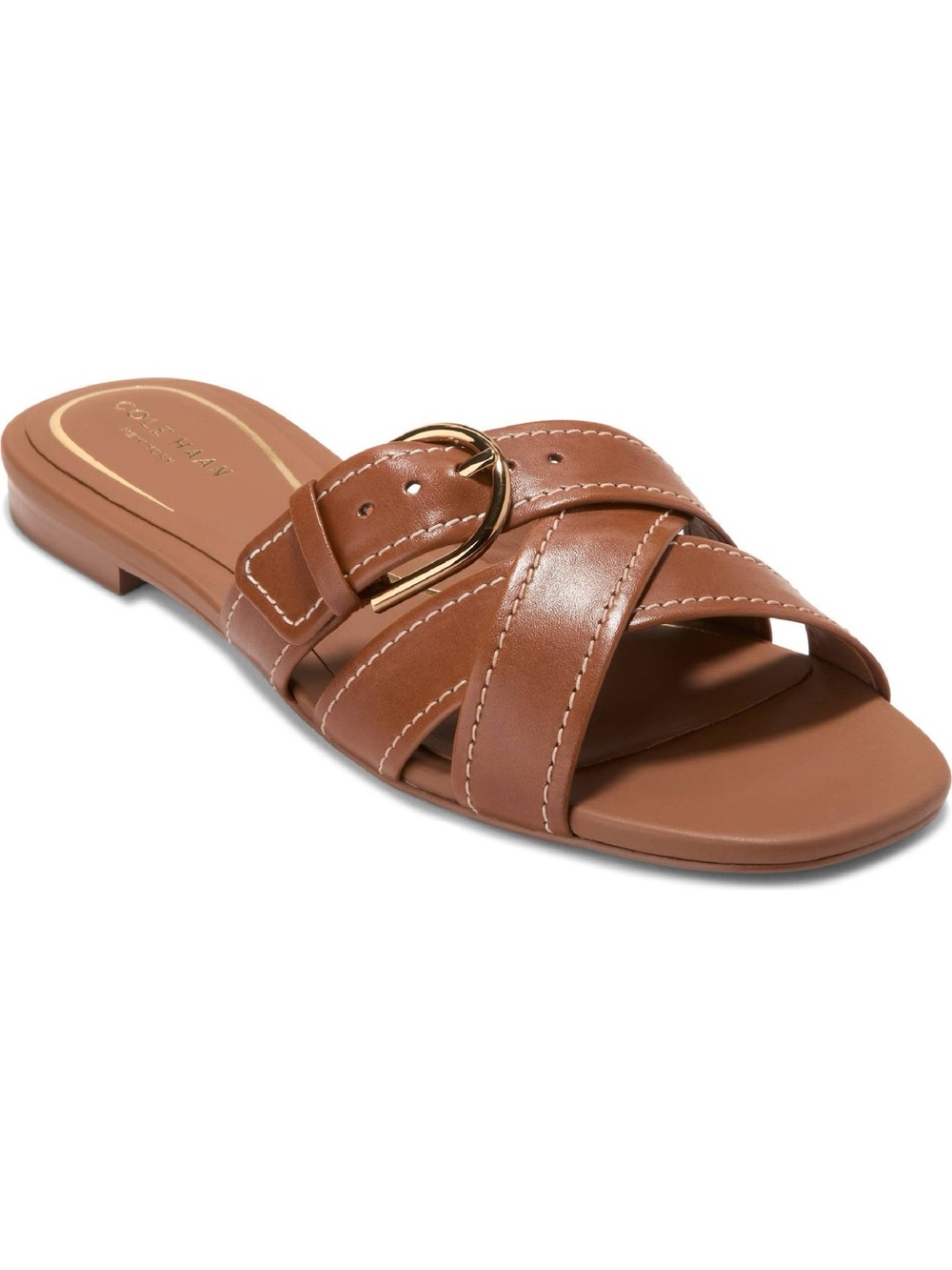 Cole Haan Brown Leather Buckle Slide Mule